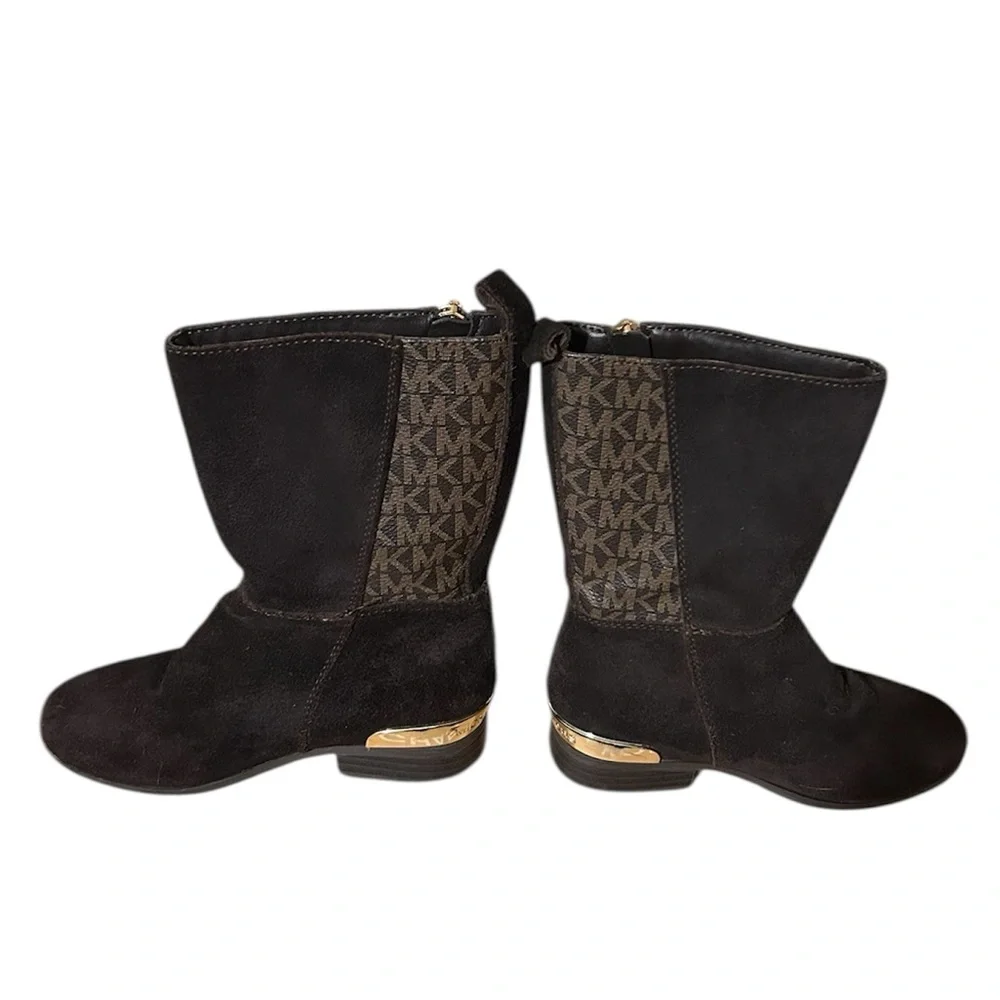 Michael Kors Girl’s Finley Makysa Brown Leather & Suede Boots